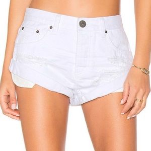 One Teaspoon Bandit Shorts in White Beauty